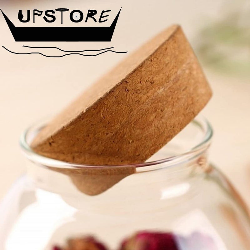 UPSTORE 1PCS 500G/17oz Cear Empty Round Large Capacity Sealed Glass Bottles Vial Jars Packing Storage Hoder Containers with Wood Cork Stopper for Make up Cosmetics Spice Food Snack Tea and More - Image 4
